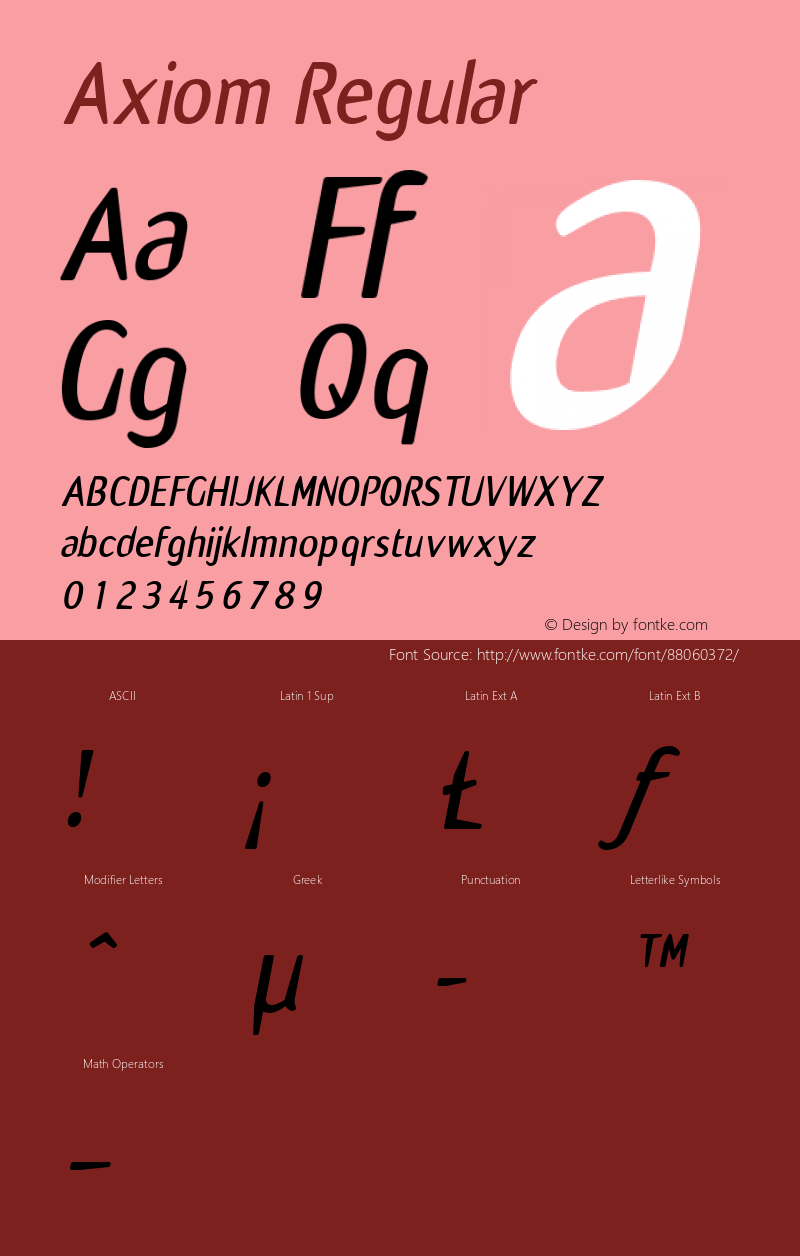 Axiom W05 SemiBoldOblique Version 4.10 Font Sample