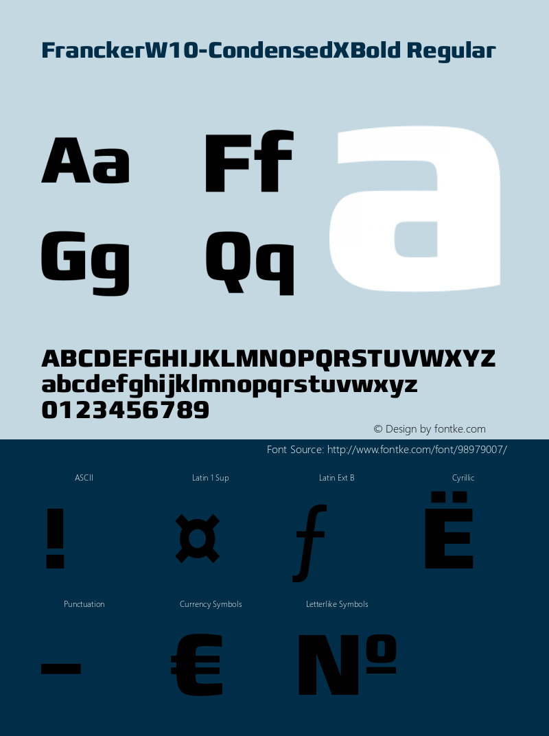 Francker W10 Condensed X Bold Version 1.1 Font Sample