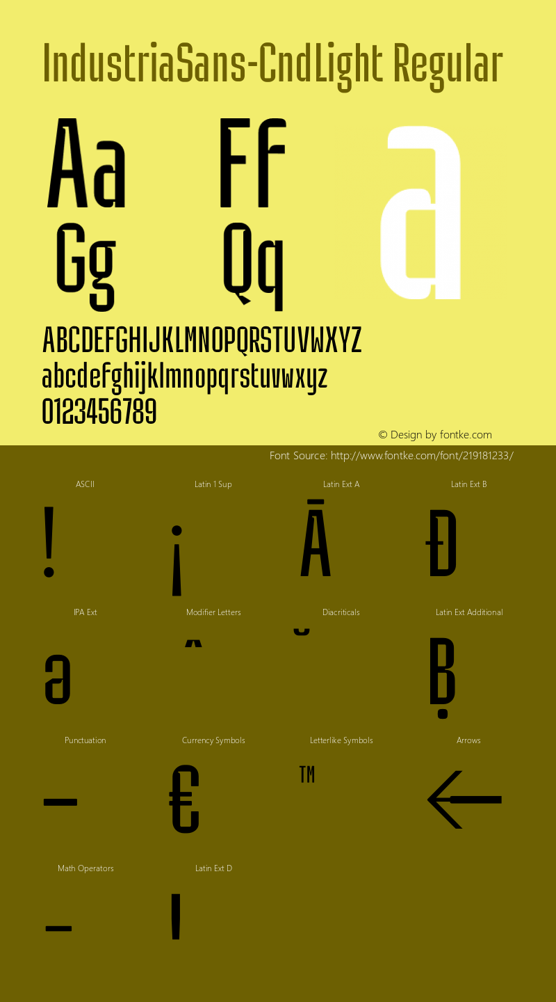 Industria Sans W05 Cnd Light Version 1.00图片样张