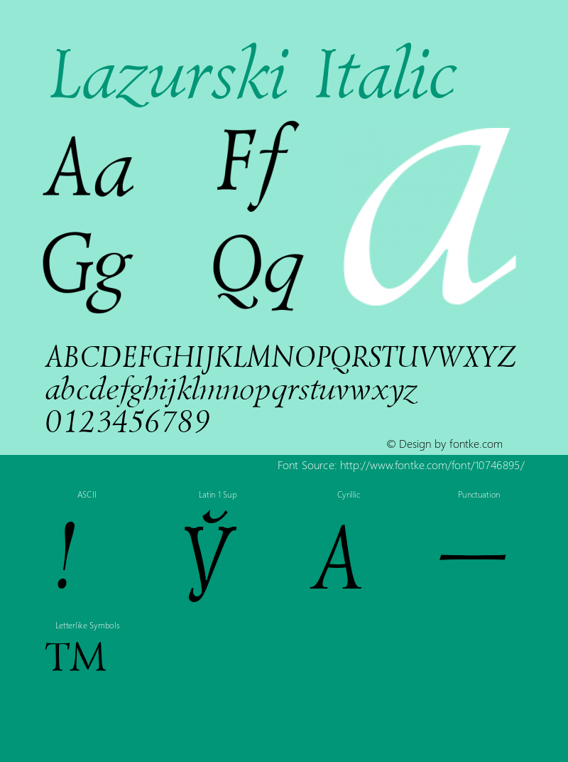 Lazurski Italic 001.000 Font Sample