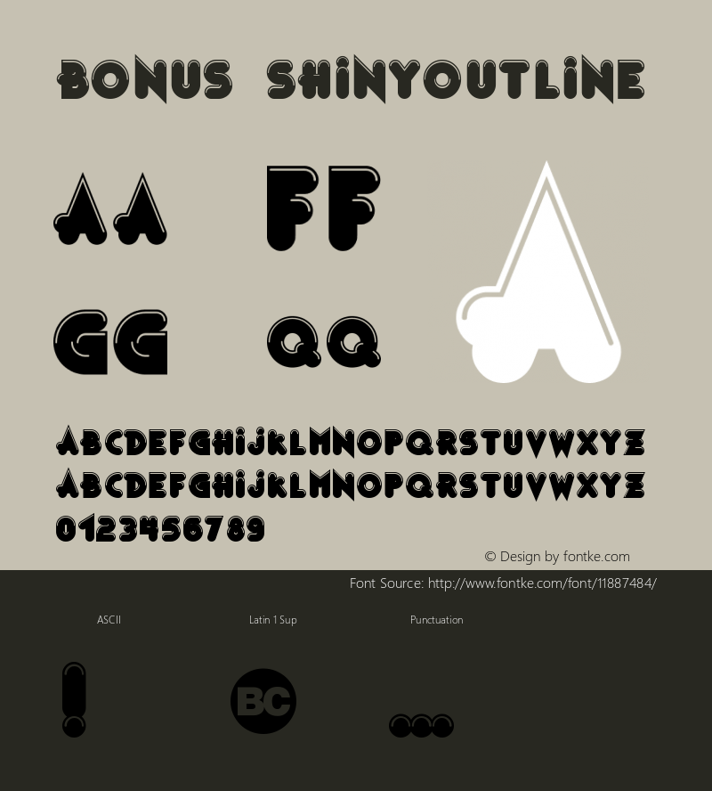 Bonus ShinyOutline Version 1.0 Font Sample