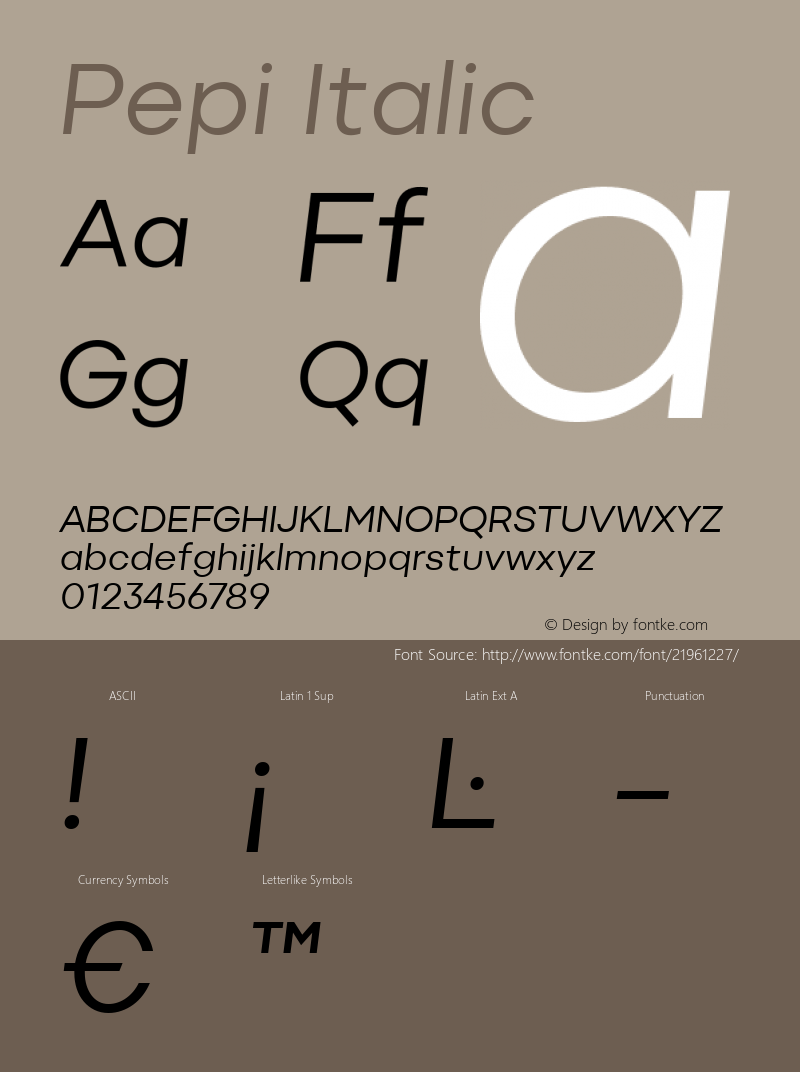 92063743aef186e3 - subset of Pepi Regular Italic Version 1.000 Font Sample