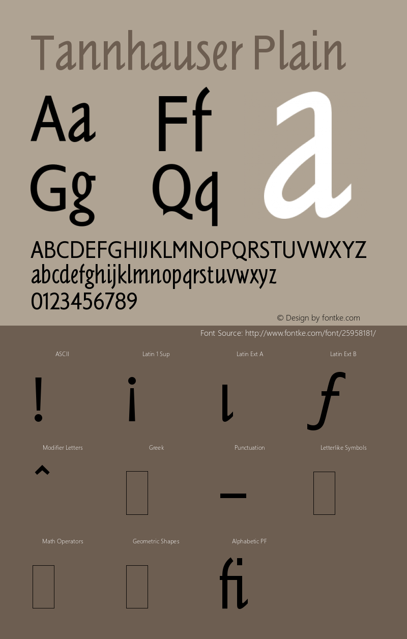 Tannhauser Plain Version 1.0 Font Sample