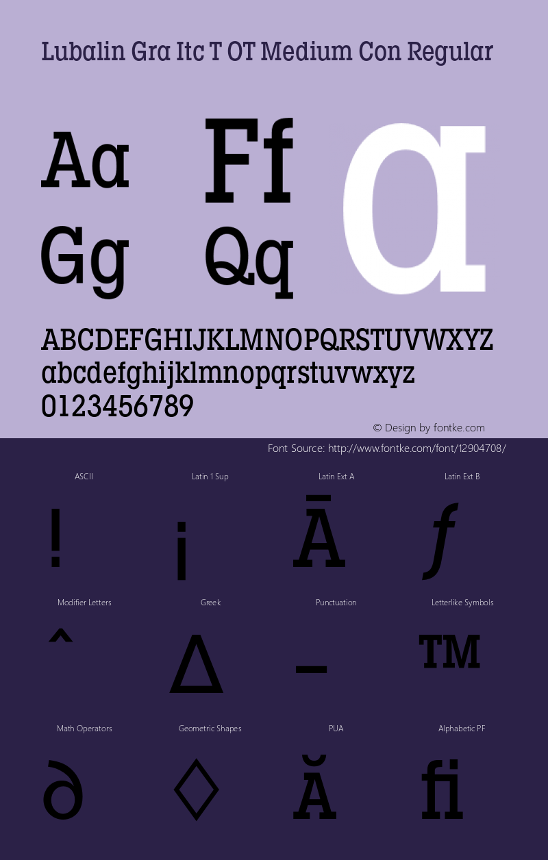 Lubalin Gra Itc T OT Medium Con Regular OTF 1.001;PS 1.05;Core 1.0.27;makeotf.lib(1.11) Font Sample