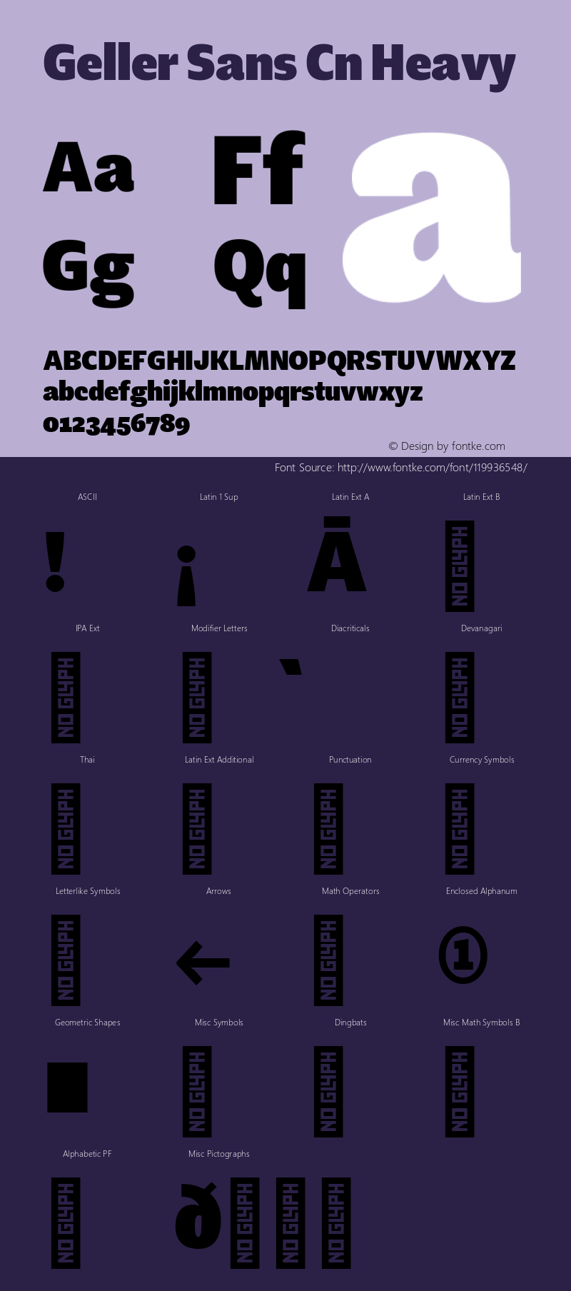 Geller Sans Cn Heavy 1.000 Font Sample