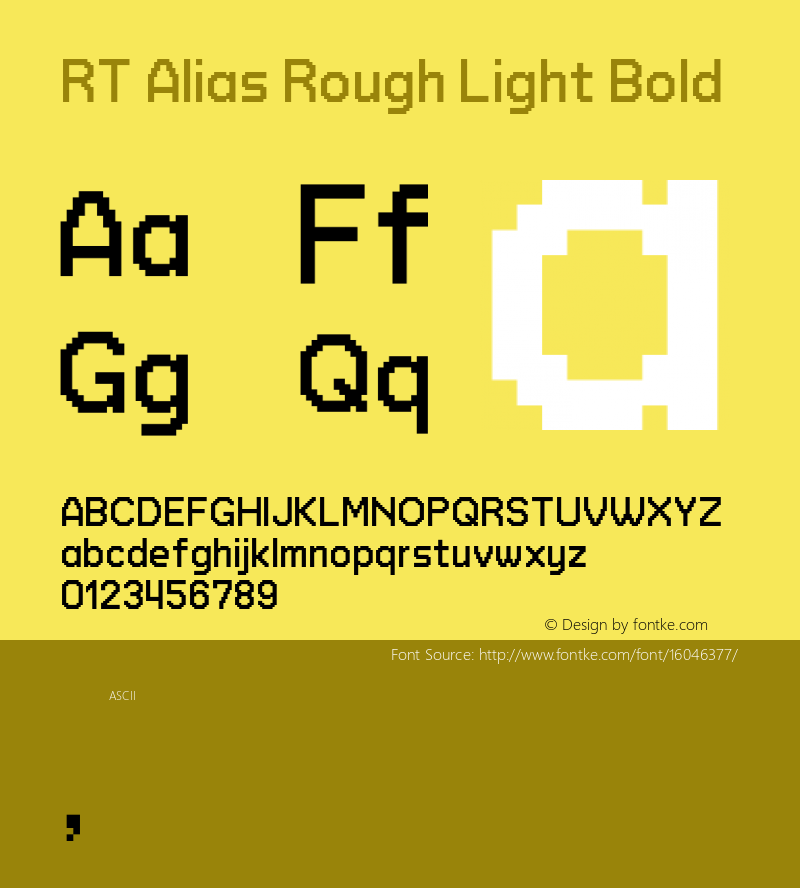 RT Alias Rough Light Bold Version 1.000;PS 001.000;hotconv 1.0.88;makeotf.lib2.5.64775 Font Sample