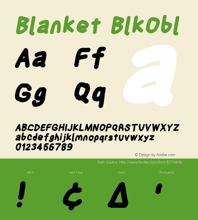 Blanket BlkObl Version 0.9 Font Sample