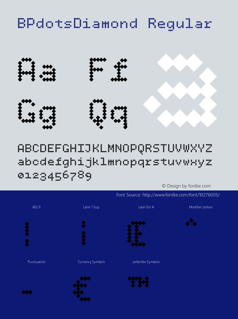 BPdotsDiamond Regular Version 1.000 Font Sample