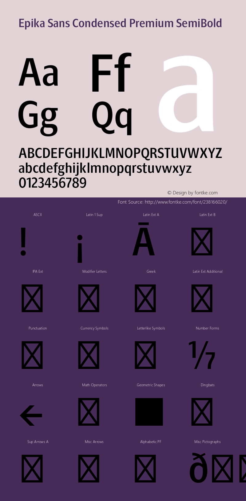 Epika Sans Condensed Premium SemiBold Version 1.000;FEAKit 1.0图片样张