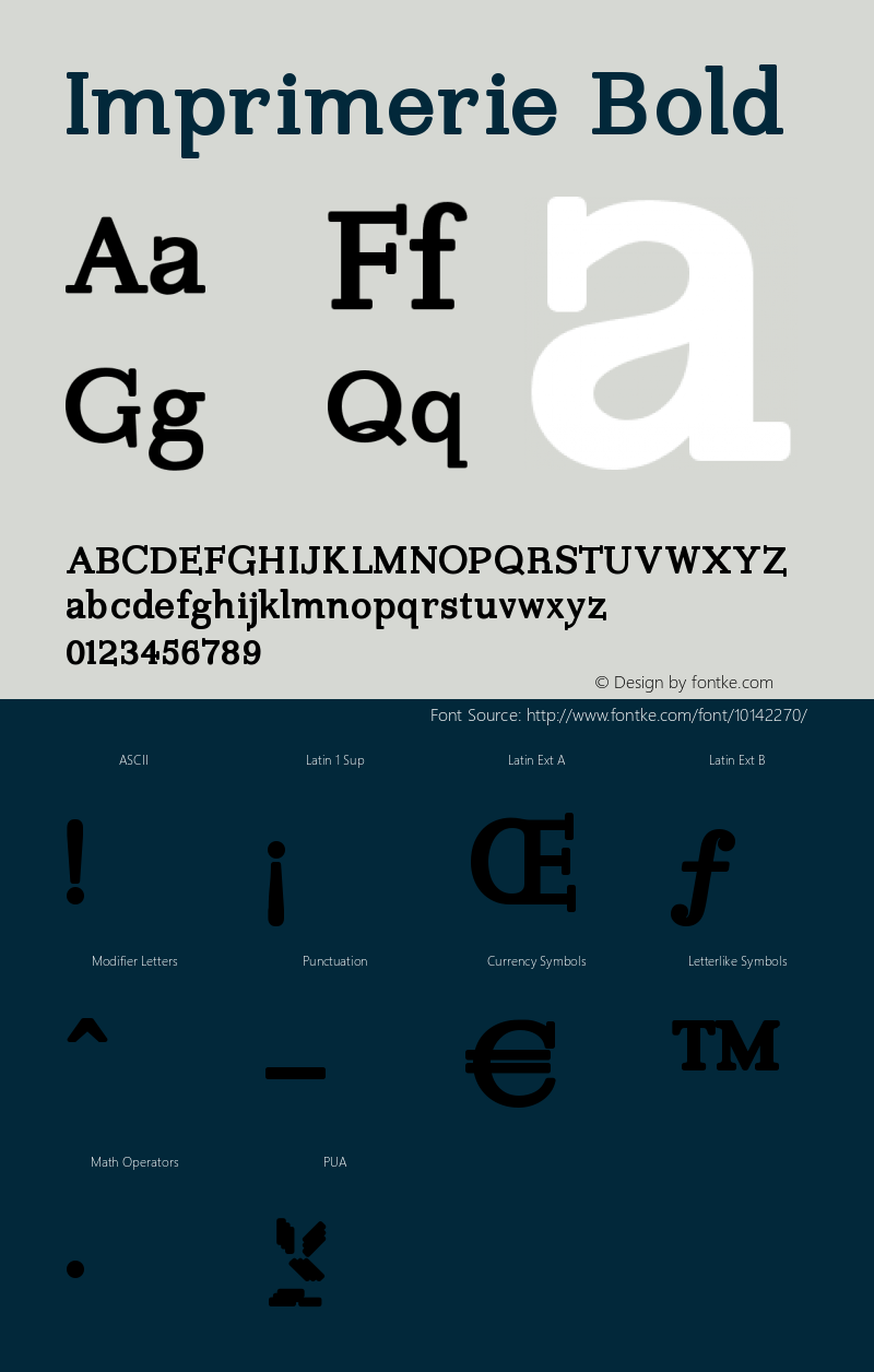 Imprimerie Bold 1.0 2003-09-05 Font Sample