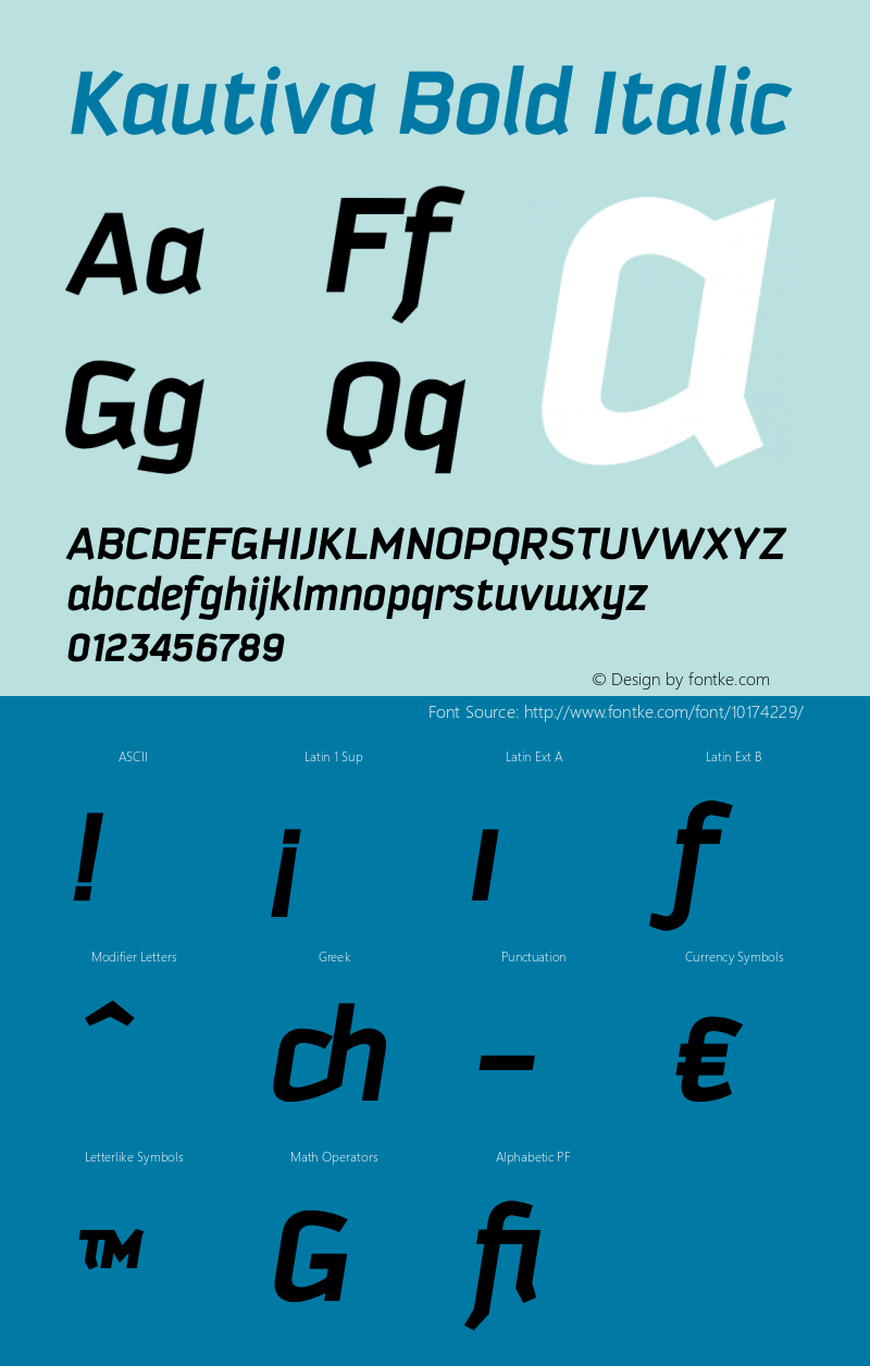 Kautiva Bold Italic 001.000 Font Sample