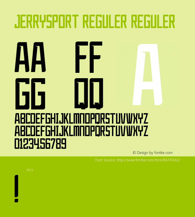 JerrySportReguler Version 1.000 Font Sample