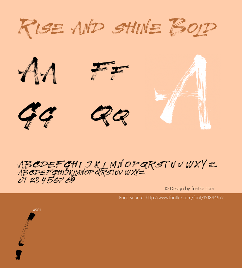 Rise and shine Bold Unknown Font Sample