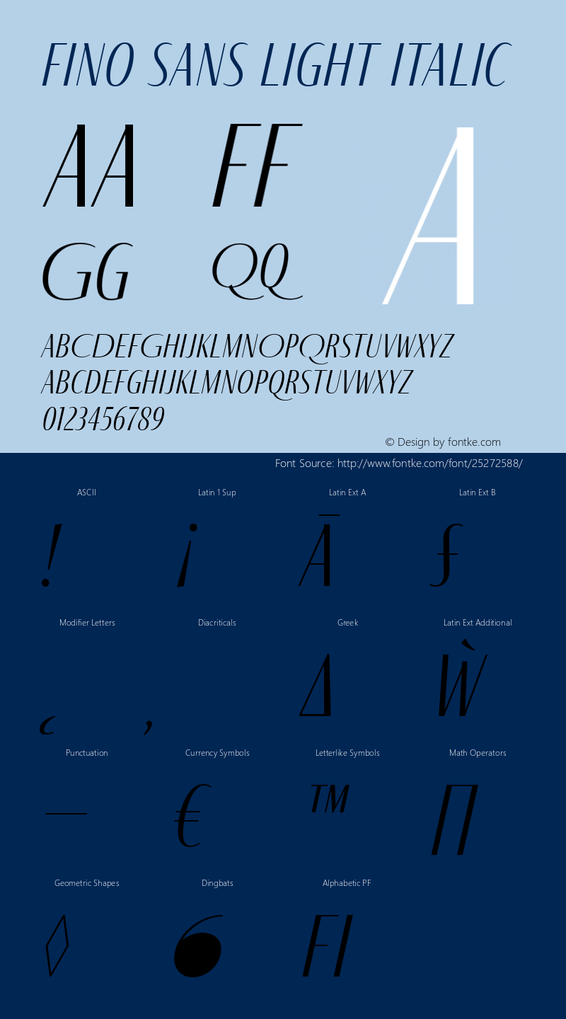 Fino Sans Light Italic Version 1.012;PS 001.012;hotconv 1.0.88;makeotf.lib2.5.64775 Font Sample