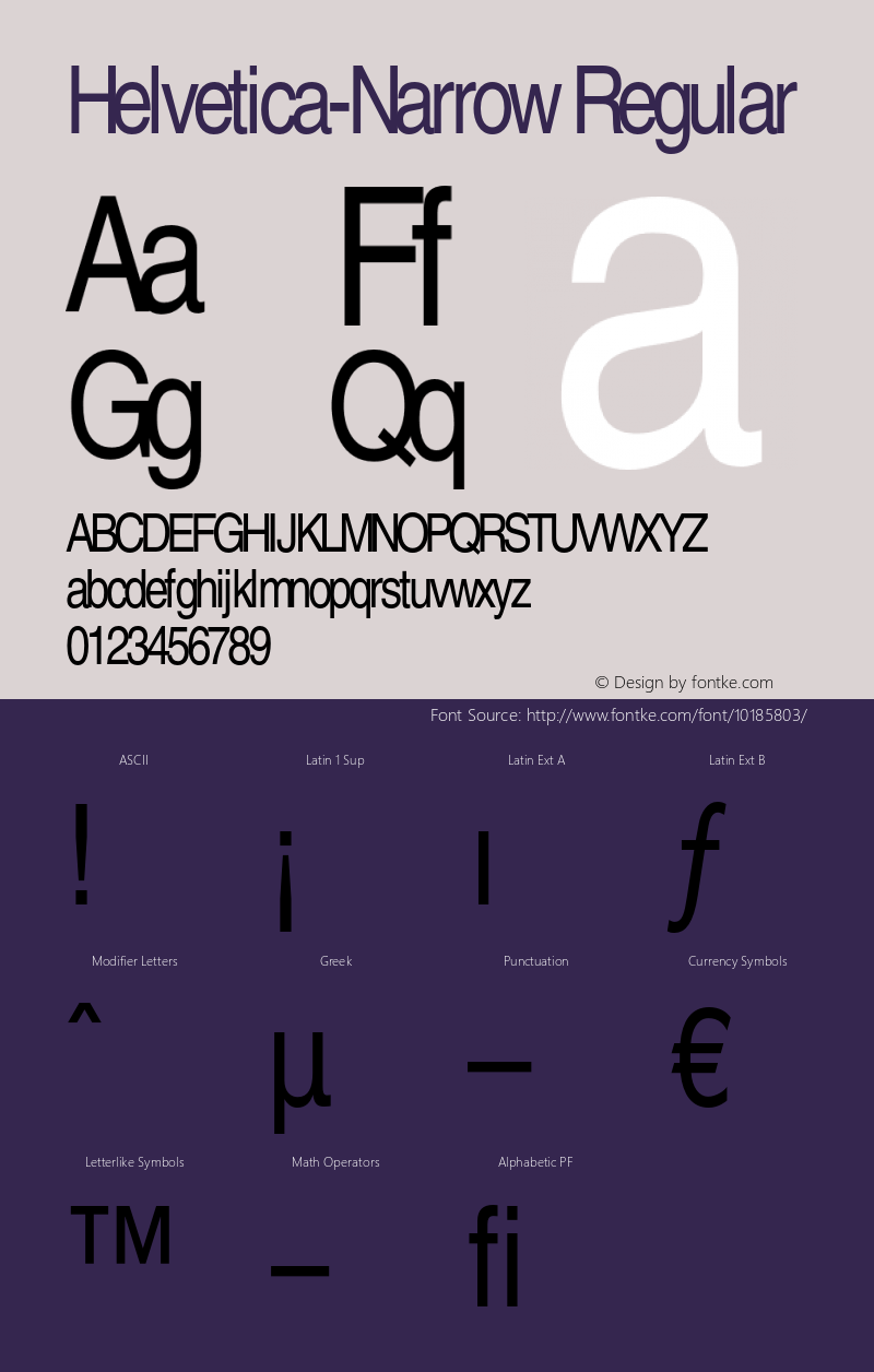 Helvetica-Narrow Regular OTF 1.0;PS 003.000;Core 1.0.22 Font Sample