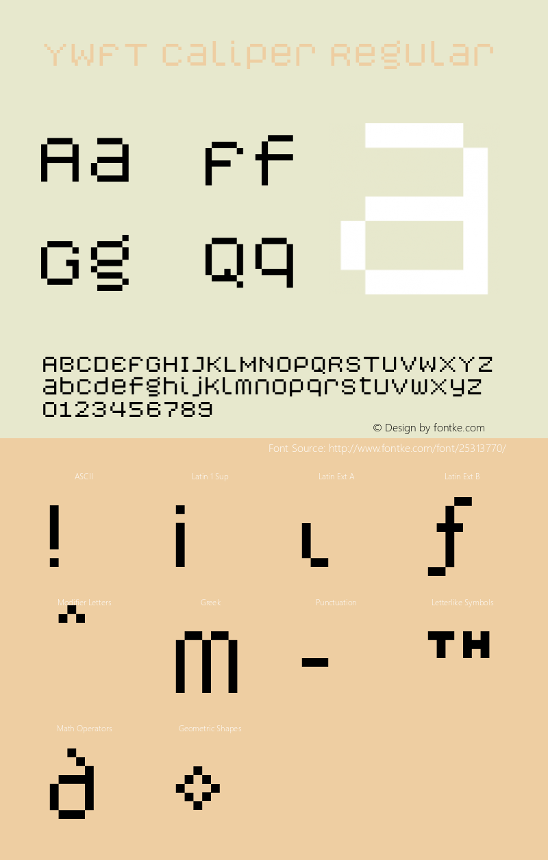 YWFTCaliper-Wide version 1.00 Font Sample