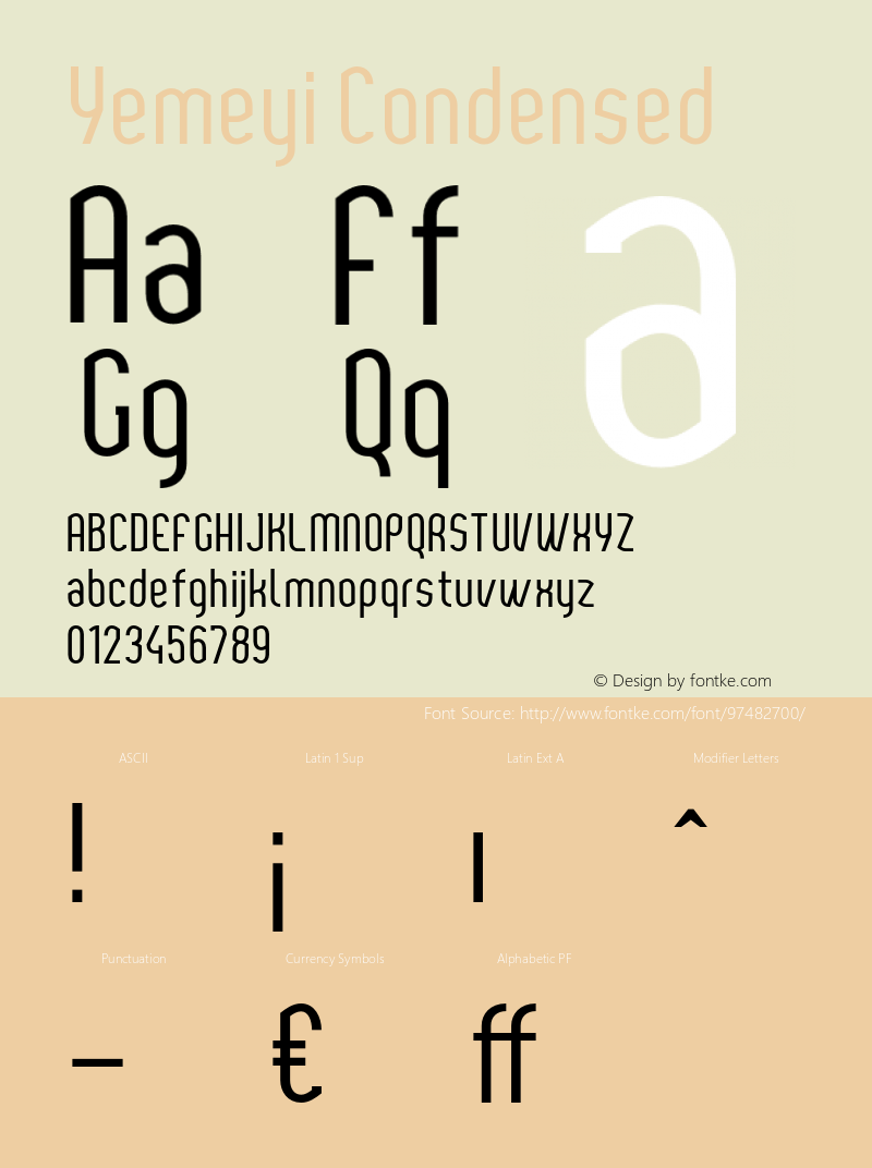 YemeyiCondensed Version 1.0; Jan 2021 by Audry Kitoko Makelele Font Sample