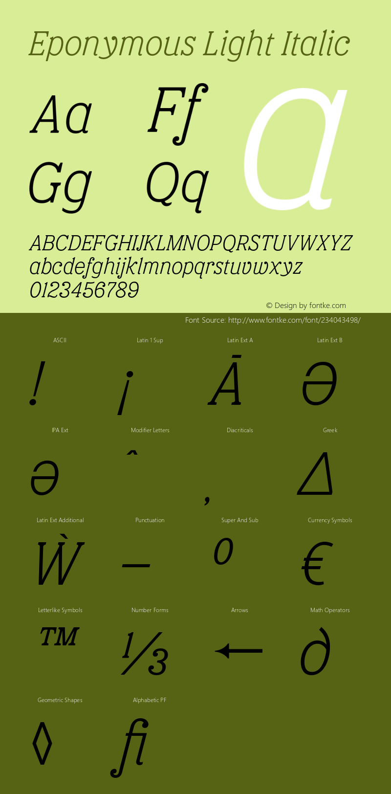 Eponymous Light Italic Version 2.000;FEAKit 1.0图片样张