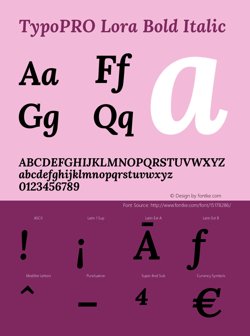 TypoPRO Lora Bold Italic Version 1.014 Font Sample