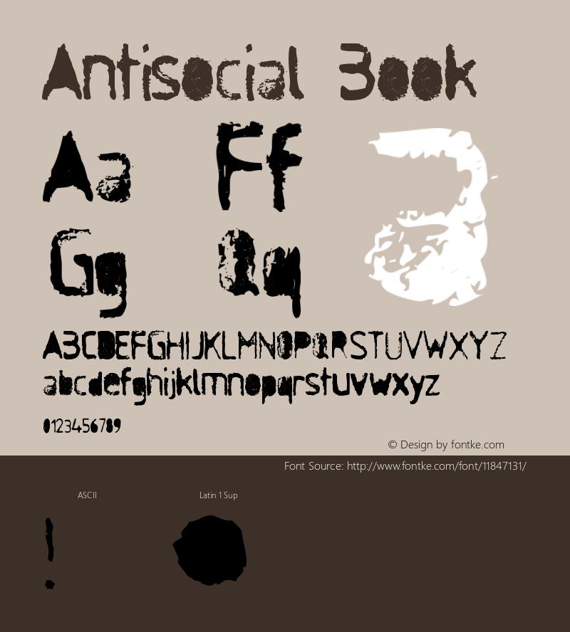 Antisocial Book Version Macromedia Fontograp Font Sample