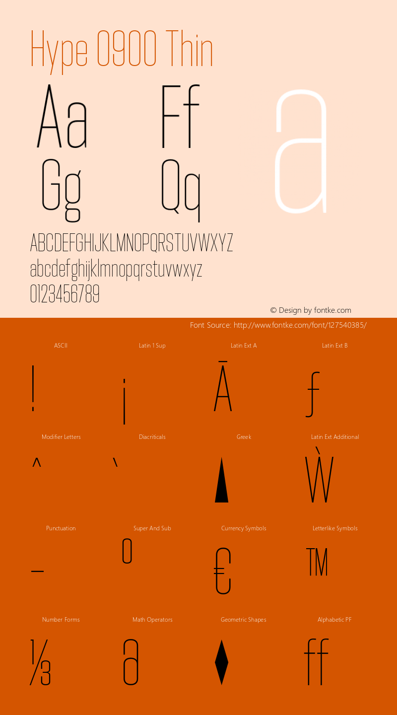 Hype 0900 Thin Version 1.000;hotconv 1.0.109;makeotfexe 2.5.65596 Font Sample