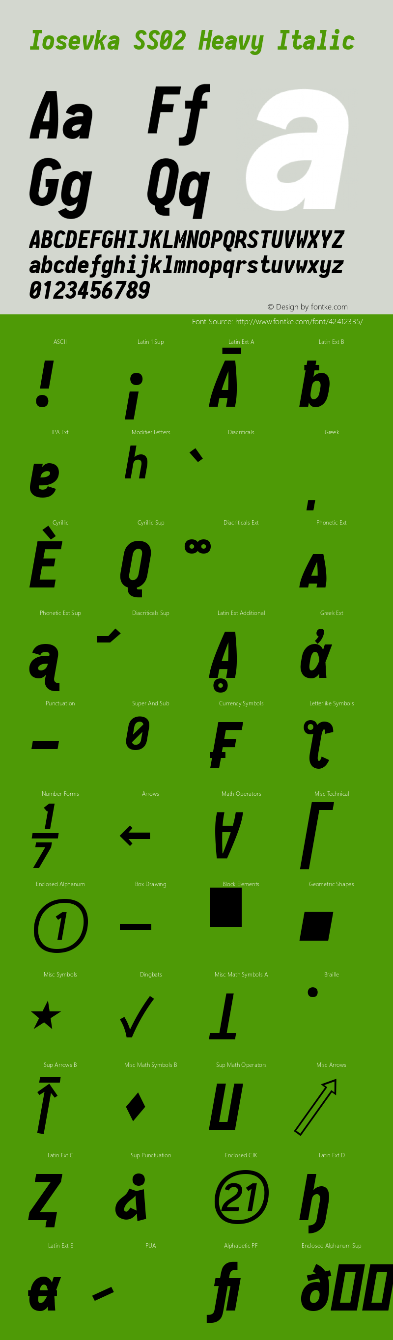 Iosevka SS02 Heavy Italic 2.3.2; ttfautohint (v1.8.3) Font Sample