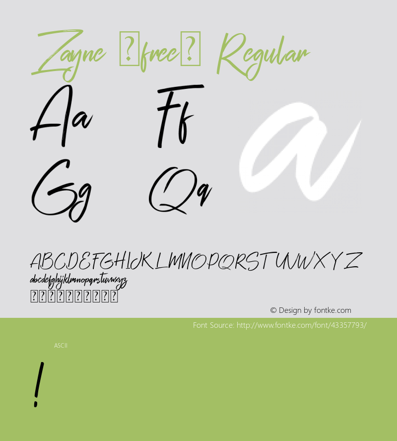 Zayne (free) Version 1.00;August 22, 2019;FontCreator 11.5.0.2430 32-bit Font Sample