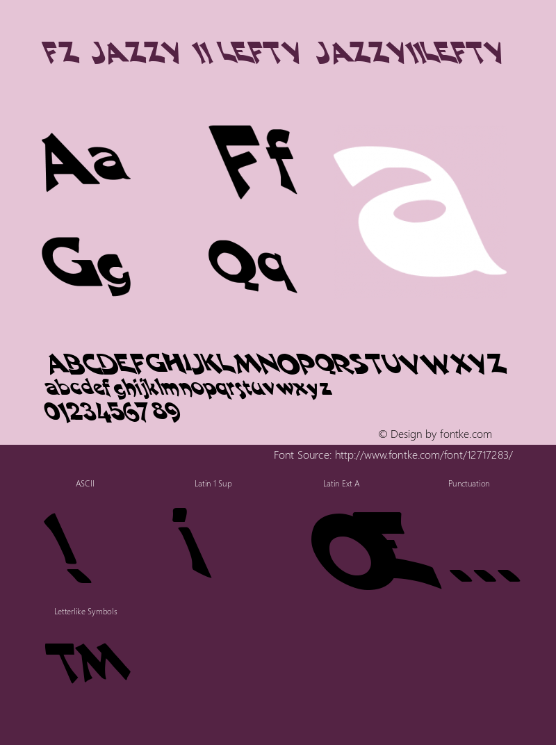 FZ JAZZY 11 LEFTY JAZZY11LEFTY Version 1.000 Font Sample