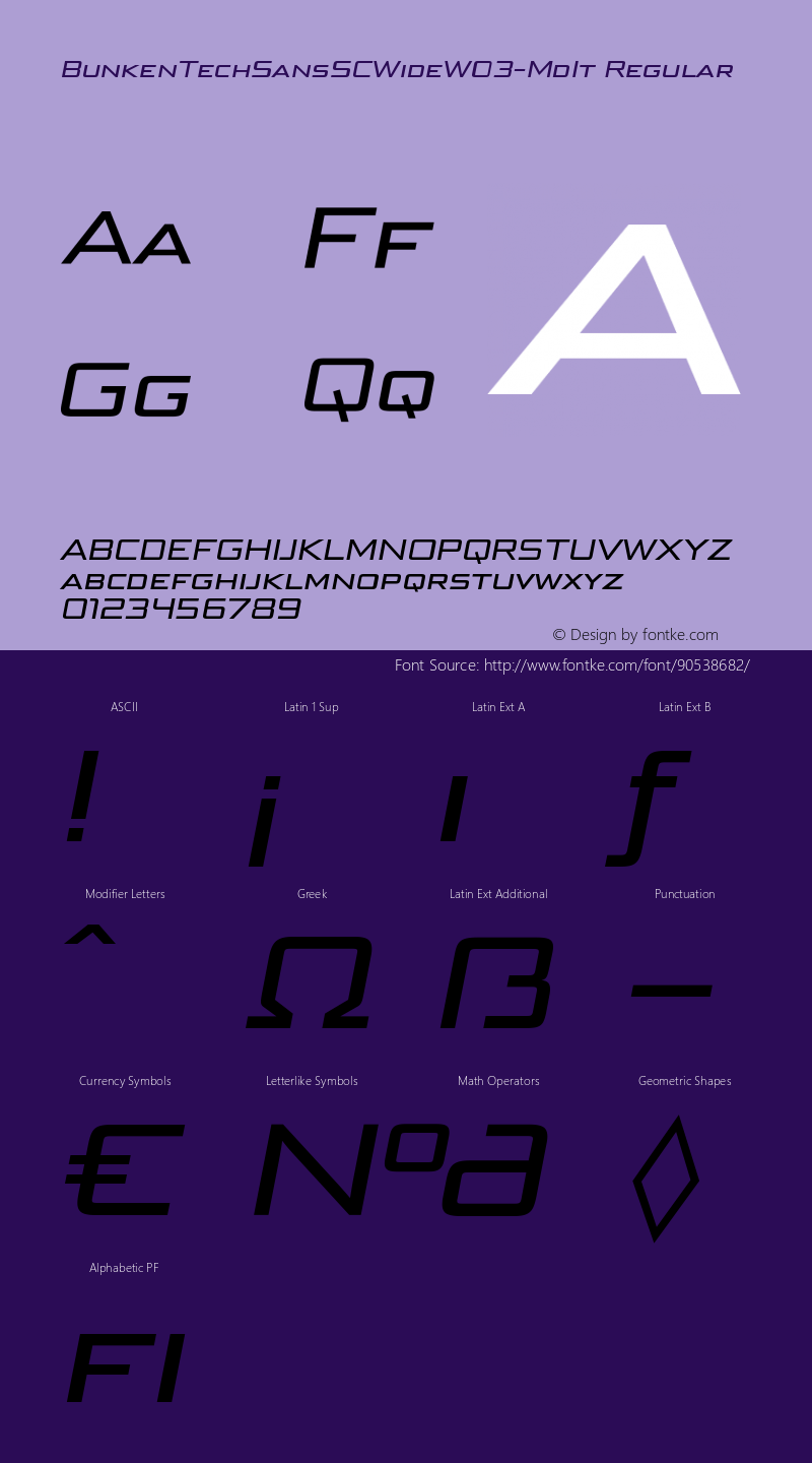 Bunken Tech Sans SCWideW03MdIt Version 1.26 Font Sample