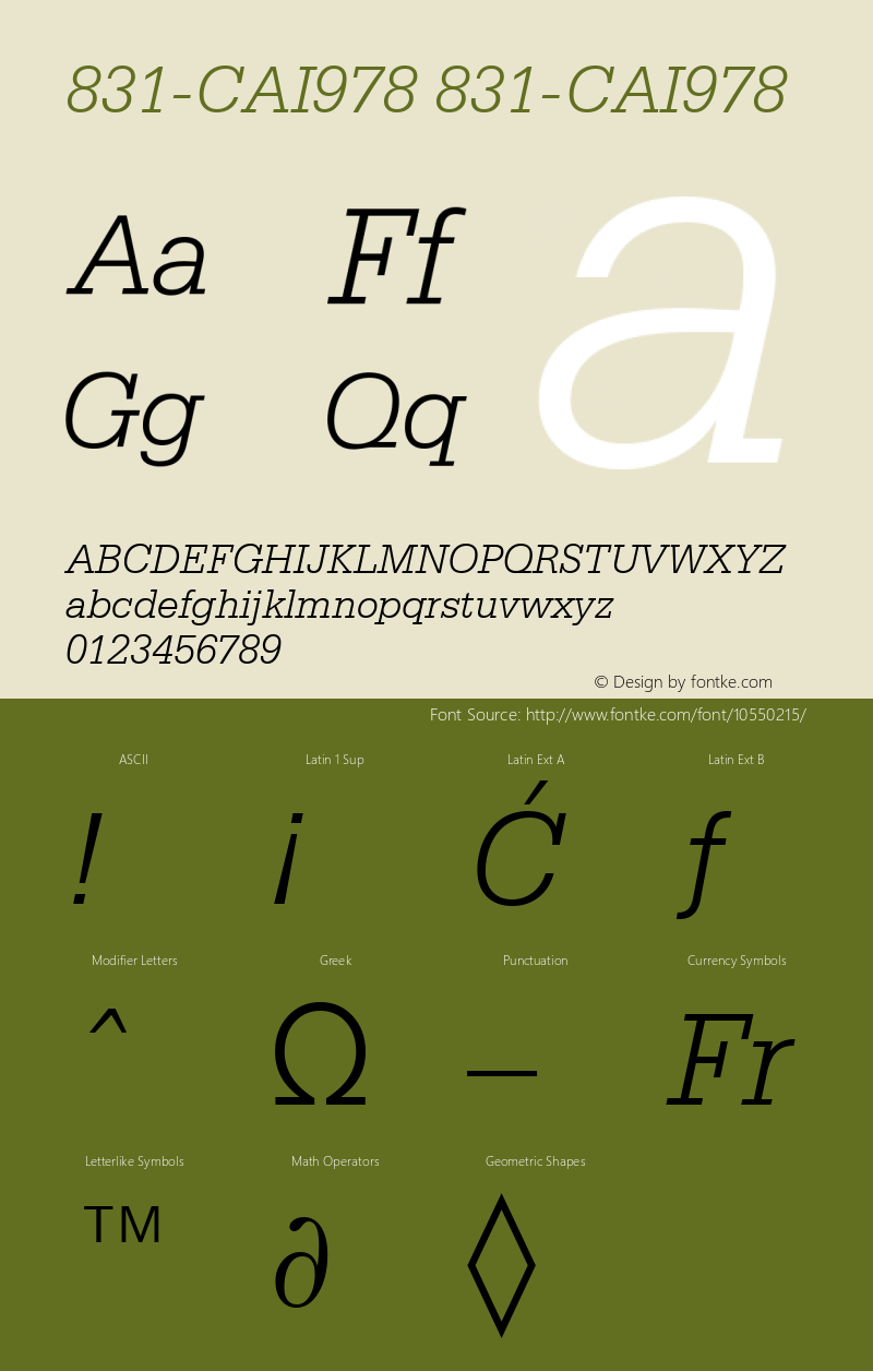 831-CAI978 831-CAI978 Version 3.0 Font Sample