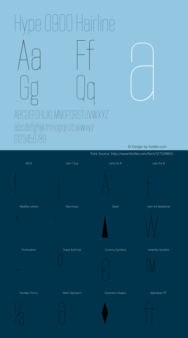 Hype 0900 Hairline Version 1.000;hotconv 1.0.109;makeotfexe 2.5.65596 Font Sample