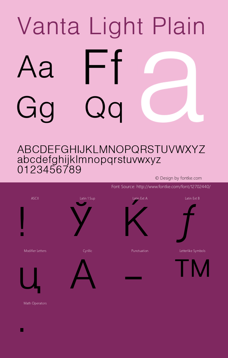 Vanta Light Plain 001.001 Font Sample