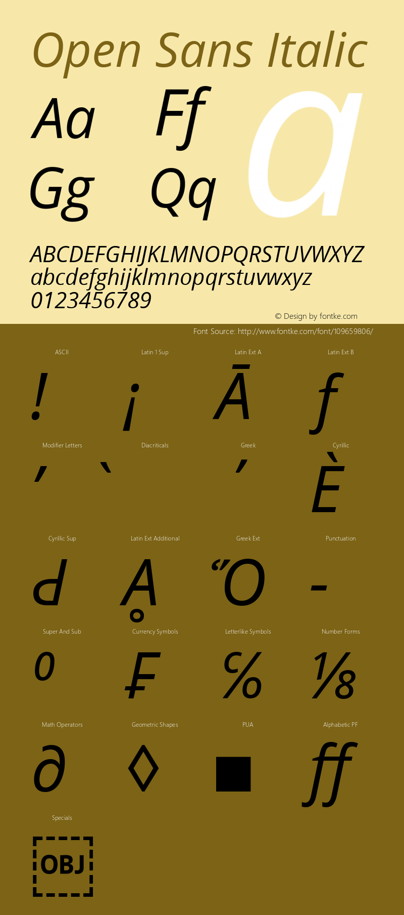 Open Sans Italic Version 1.10 Font Sample