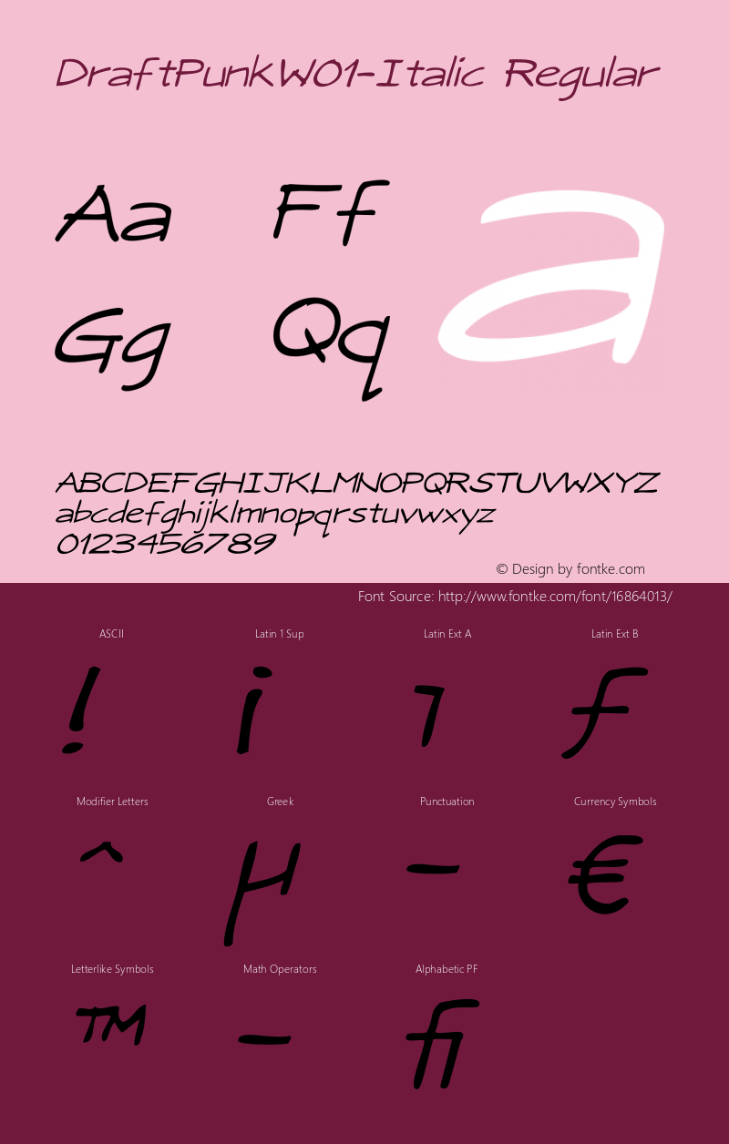 DraftPunkW01-Italic Regular Version 1.1 Font Sample