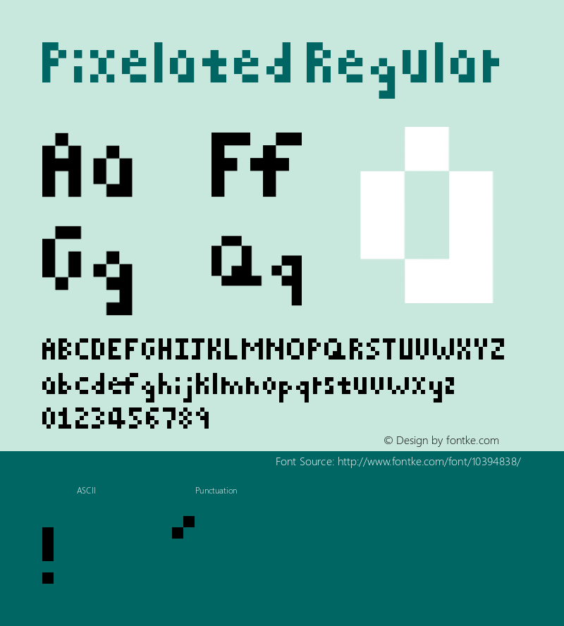 Pixelated Regular Version 1.0 Font Sample