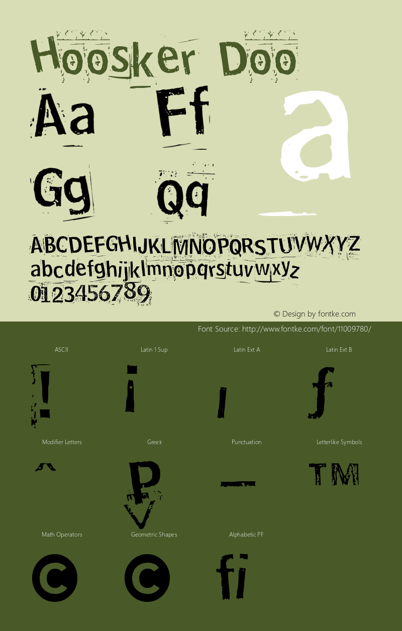 Hoosker Doo Version 001.000 Font Sample