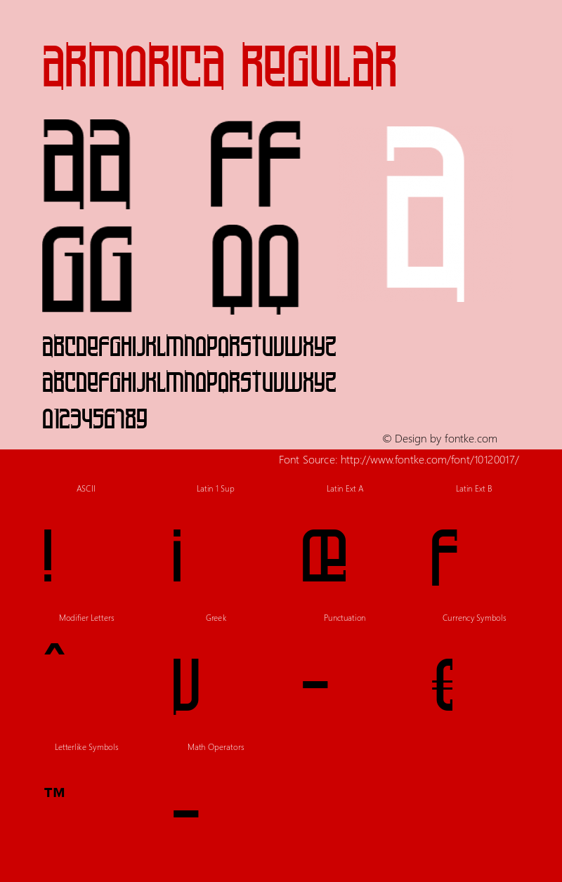 Armorica Regular ver 1.1 Font Sample