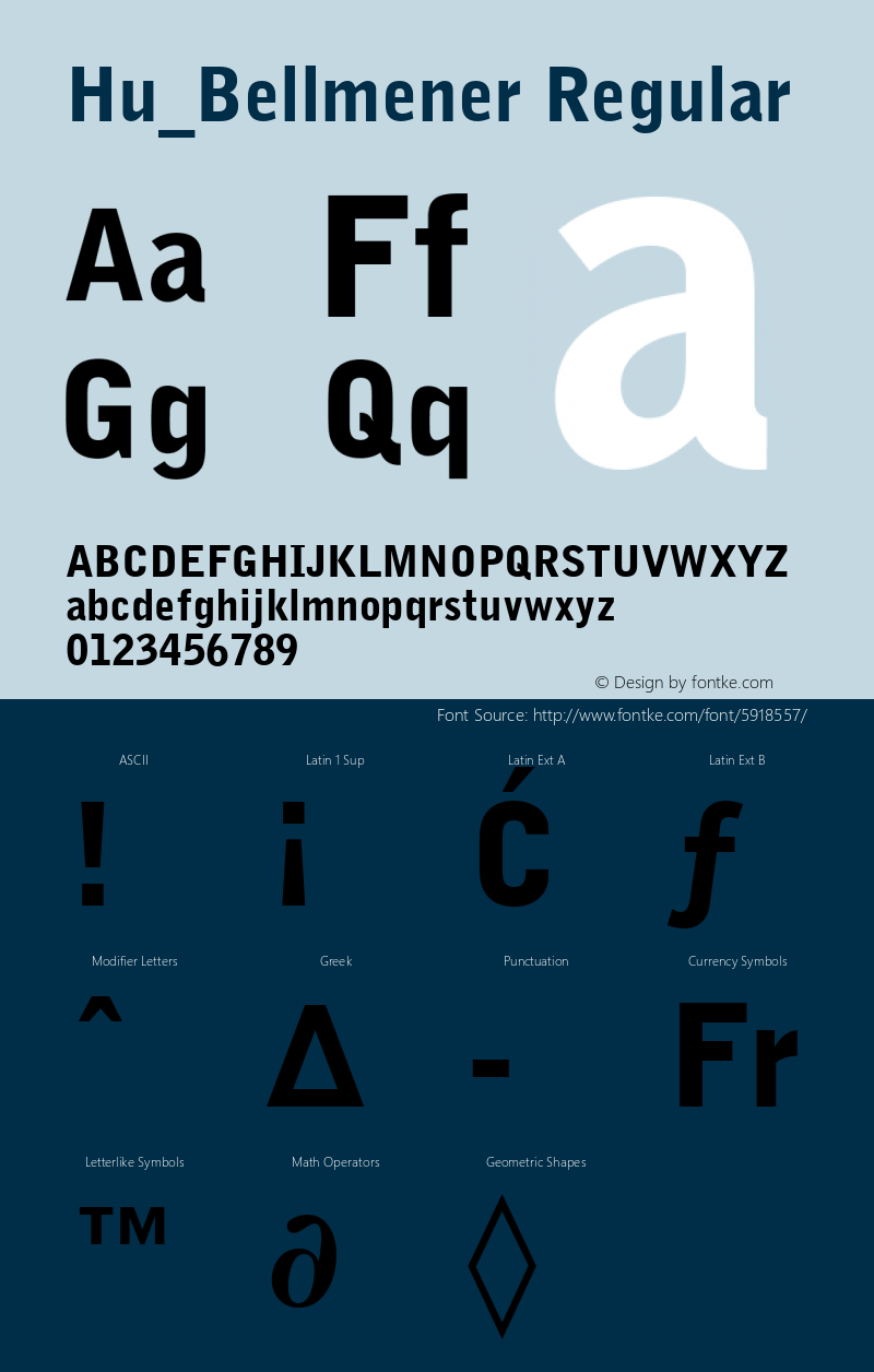 Hu_Bellmener Regular Copyright (c) 1997 by WoodStone. Font Sample