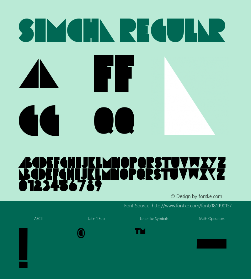 Simcha Regular Fontographer 4.7 12/21/08 FG4M­0000002045 Font Sample