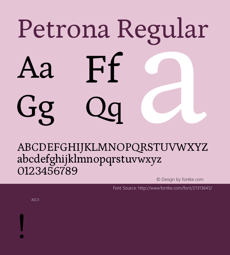 Petrona Regular  Font Sample