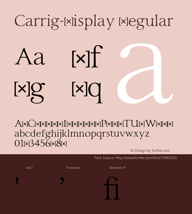 Carrig-Display Regular Version 1.000;PS 002.000;hotconv 1.0.70;makeotf.lib2.5.58329;com.myfonts.easy.paulo-goode.carrig.display.wfkit2.version.4t9C Font Sample