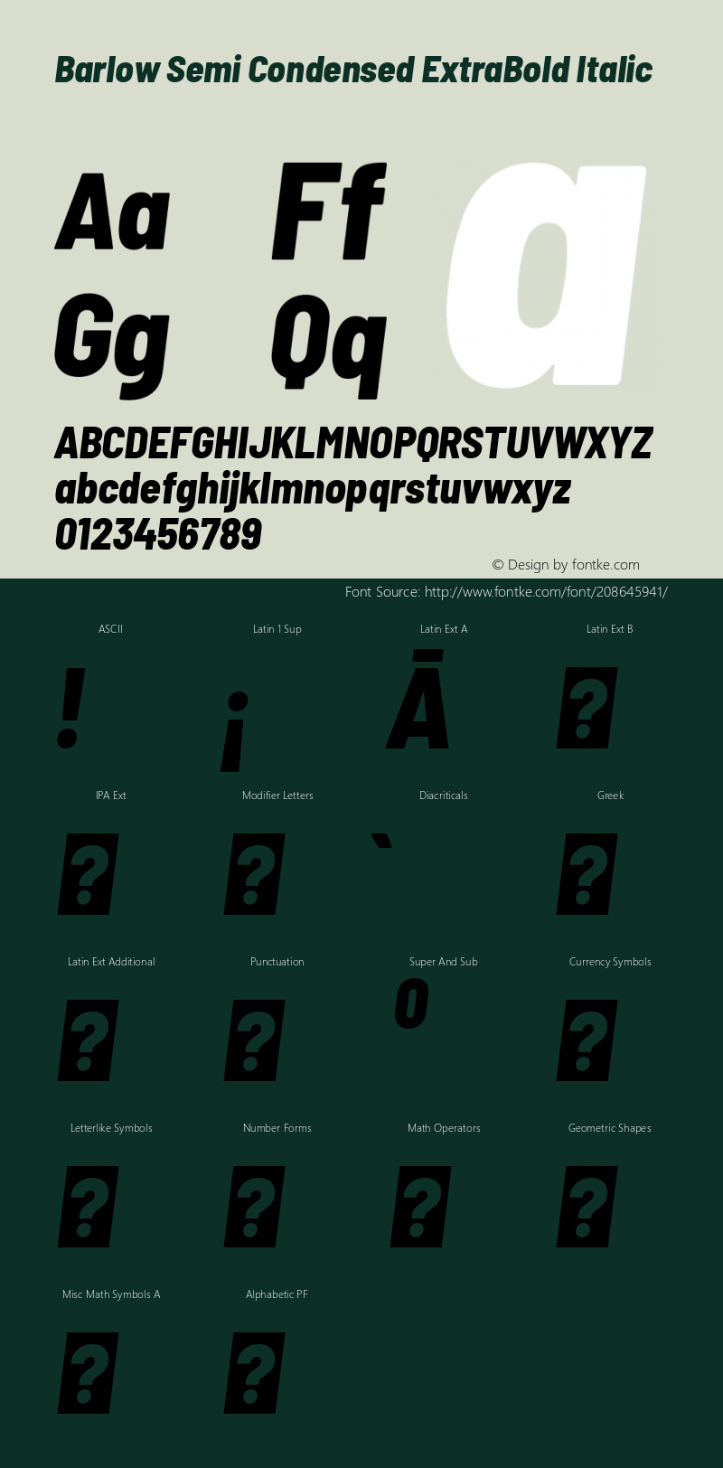 Barlow Semi Condensed ExtraBold Italic Version 1.422图片样张