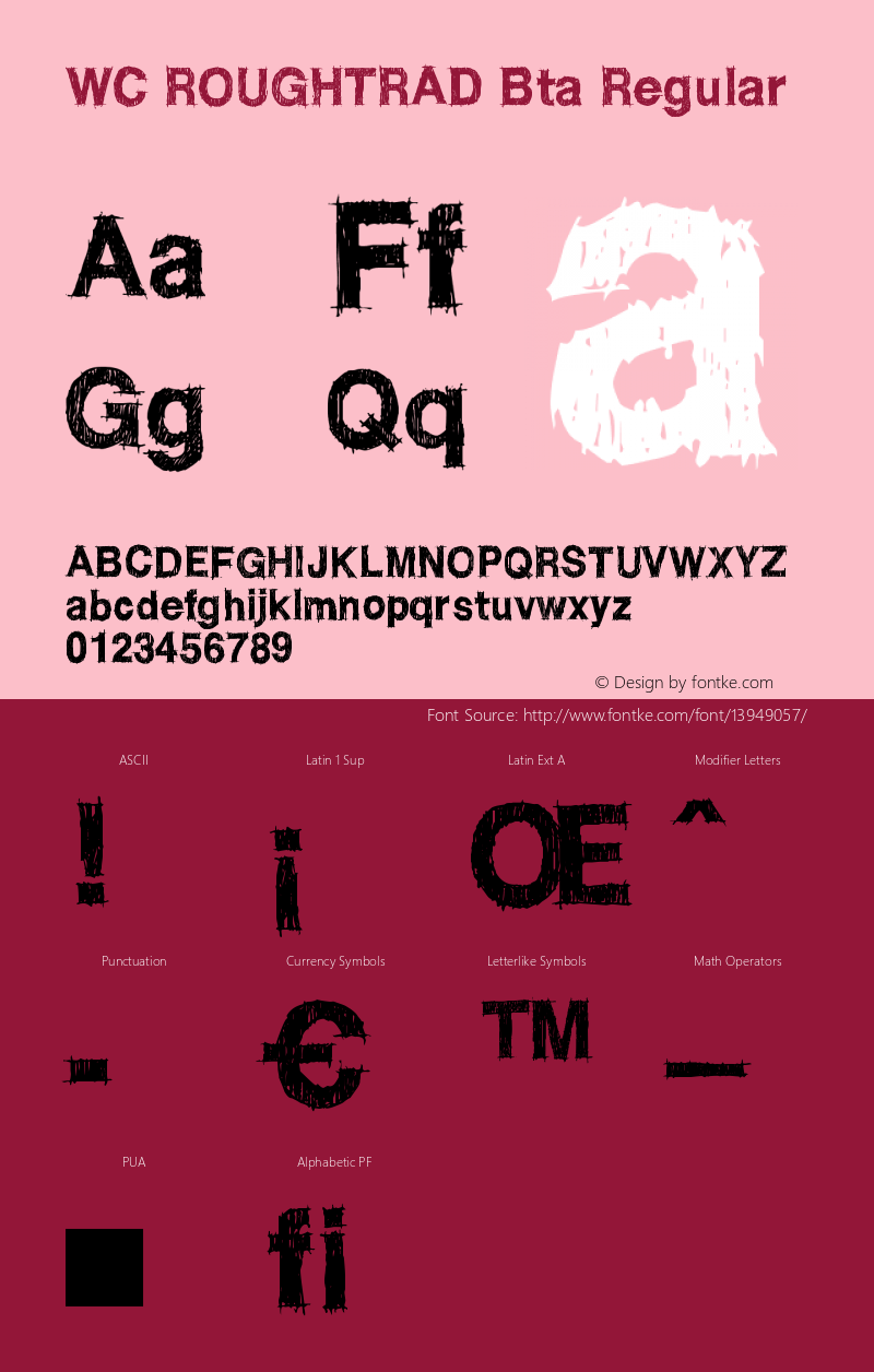 WC ROUGHTRAD Bta Regular Version 1.002 Font Sample