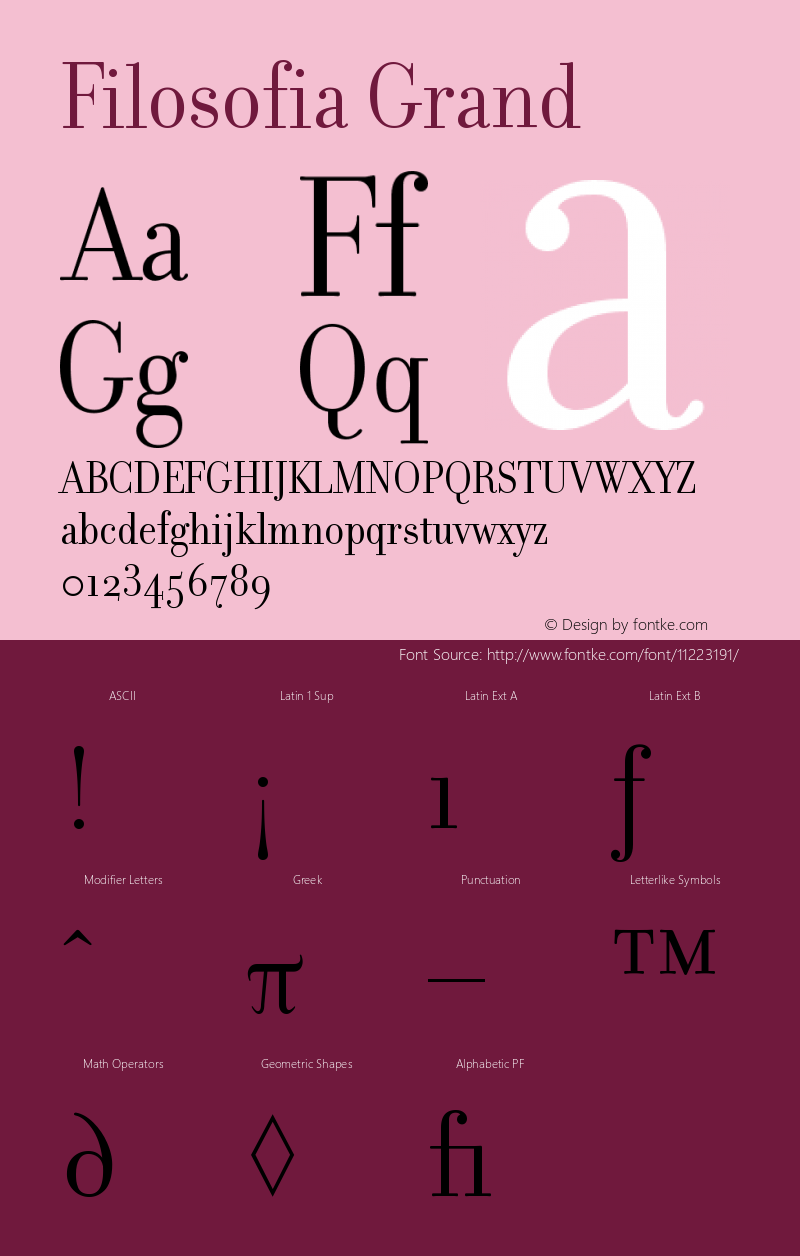 Filosofia Grand Version 001.000 Font Sample