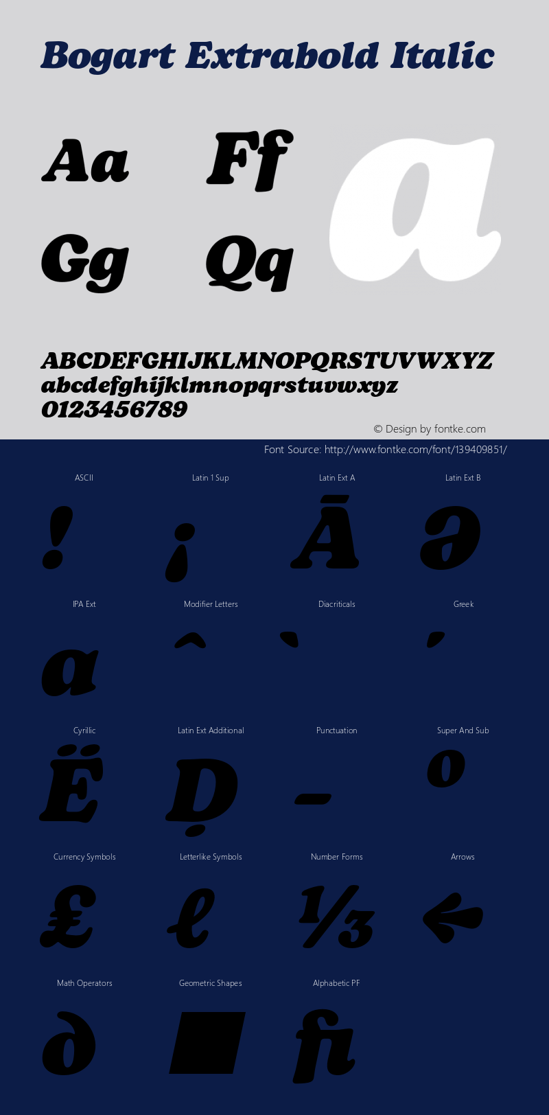 Bogart Extrabold Italic Version 1.000;hotconv 1.0.109;makeotfexe 2.5.65596 Font Sample