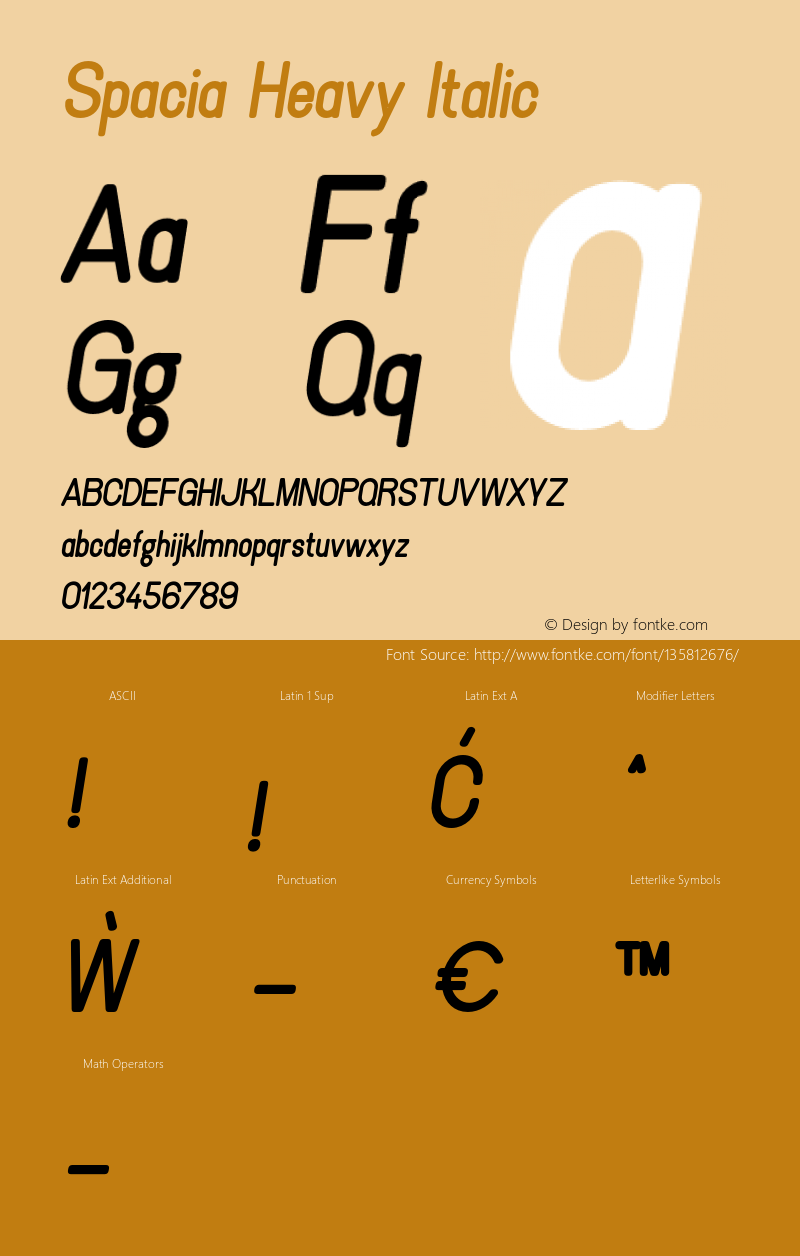 Spacia Heavy Italic Version 1.000;hotconv 1.0.109;makeotfexe 2.5.65596 Font Sample