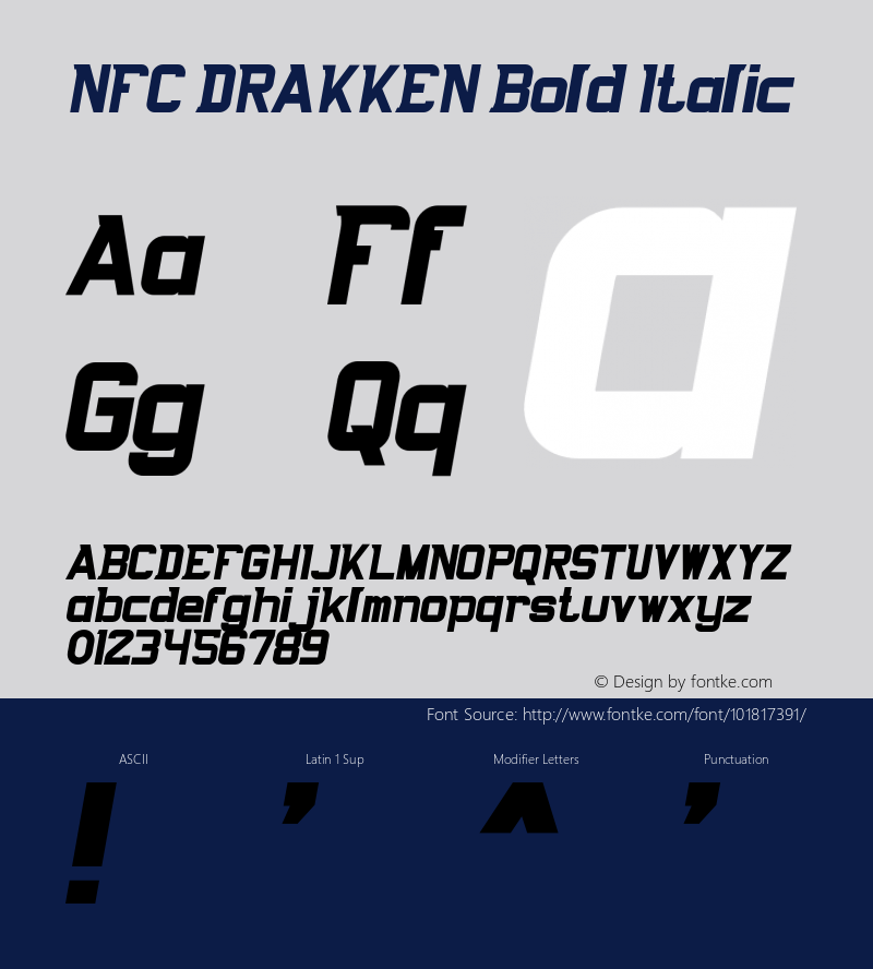 NFCDRAKKEN-BoldItalic Version 1.000 Font Sample