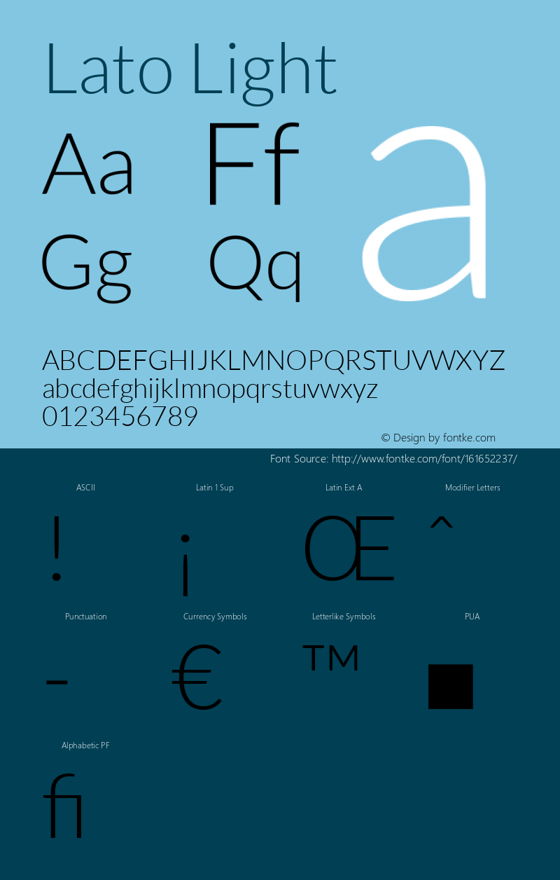 Lato Light Regular Version 1.104; Western+Polish opensource Font Sample