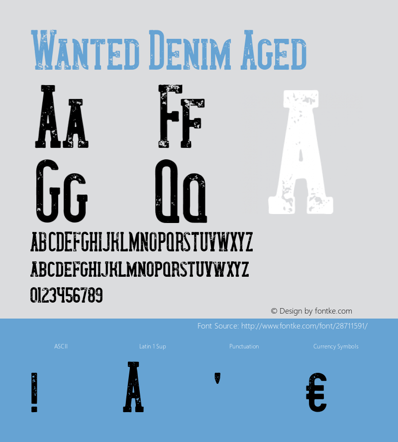 WantedDenimAged Version 1.00;February 13, 2019;FontCreator 11.5.0.2430 64-bit Font Sample