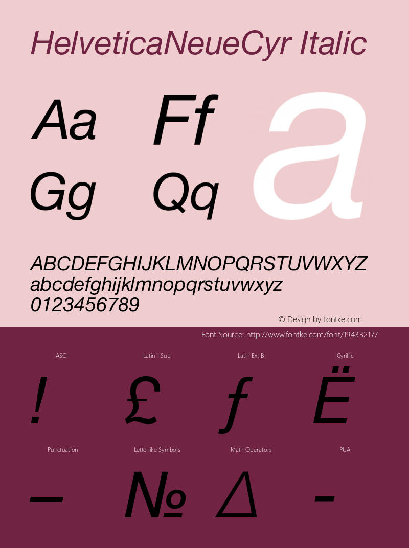 HelveticaNeueCyr-Italic 001.000 Font Sample